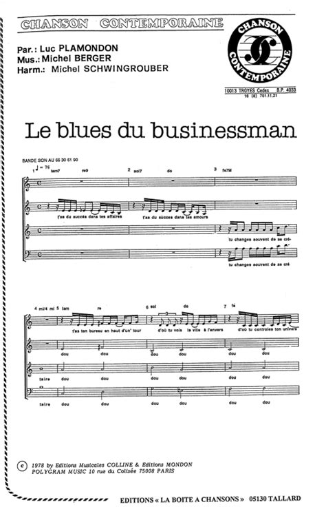 le blues du businessman chords.